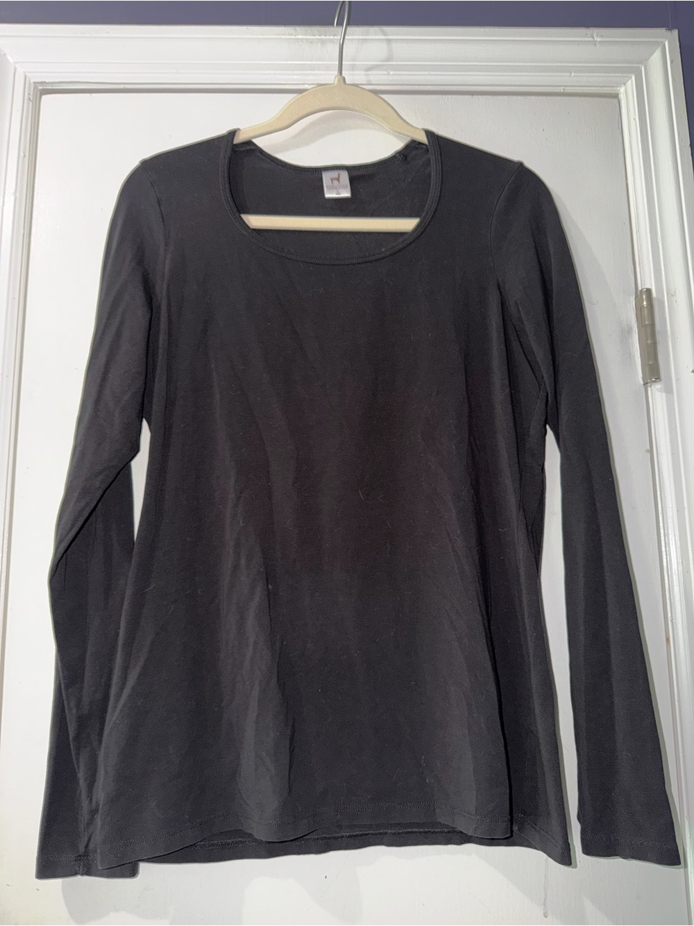Peruvian Connection Black Long Sleeve Scoop Neck Tee